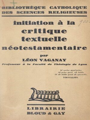 cover image of Initiation à la critique textuelle néotestamentaire